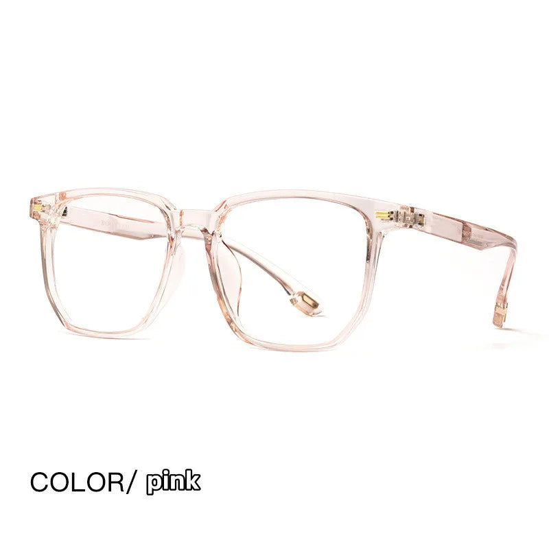 Kocolior Unisex Full Rim Oversized Square Tr 90 Hyperopic Reading Glasses 58092 Reading Glasses Kocolior Pink 0