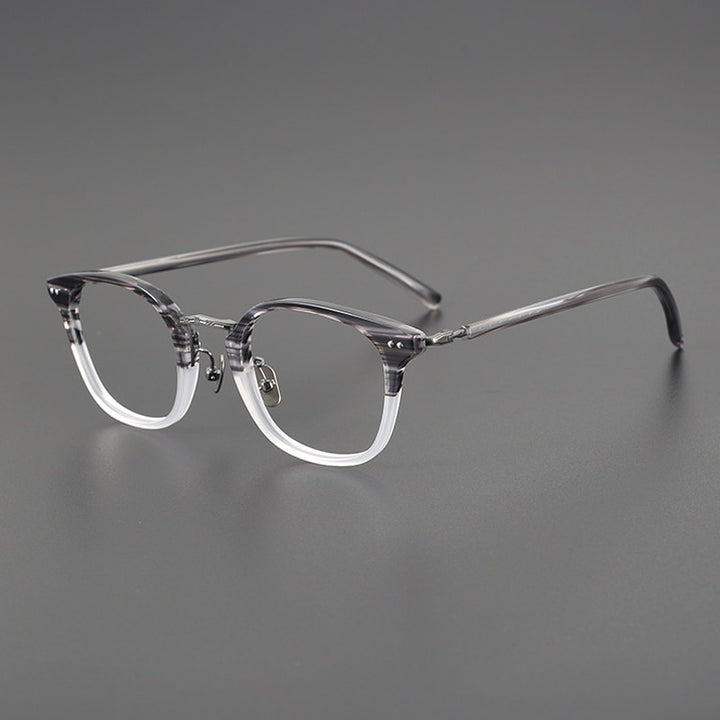 Gatenac Unisex Full Rim Square Acetate Eyeglasses Gxyj1088 Full Rim Gatenac Stripe Gun