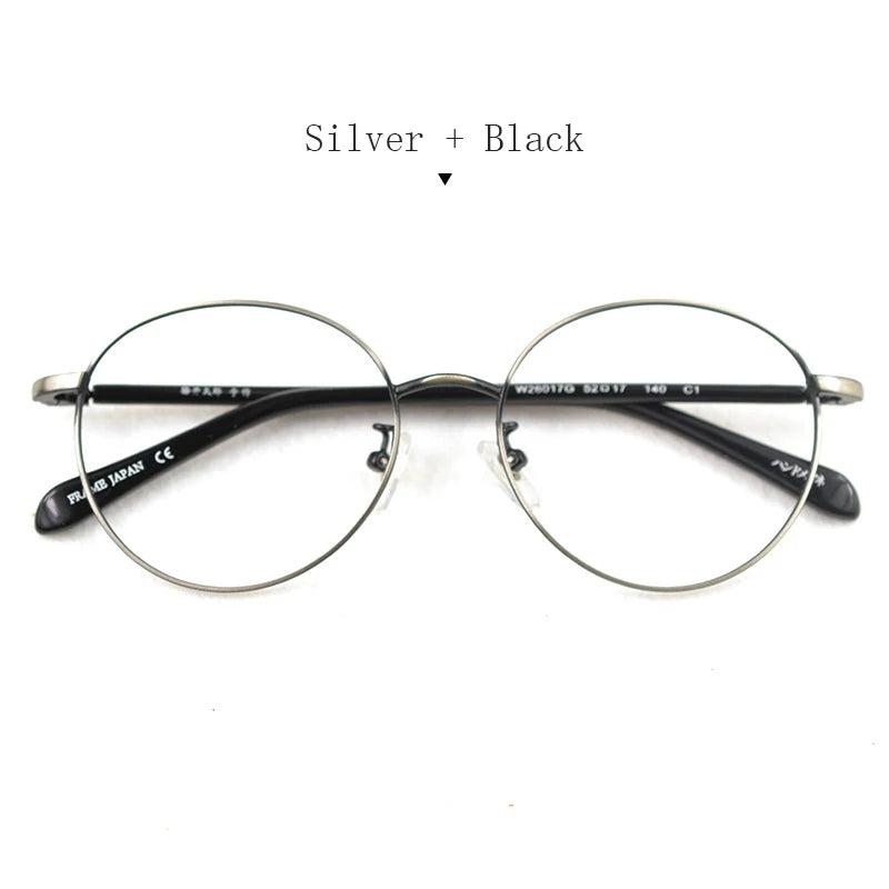 Hdcrafter Unisex Full Rim Round Alloy Eyeglasses 826017 Full Rim Hdcrafter Eyeglasses Silver-Black