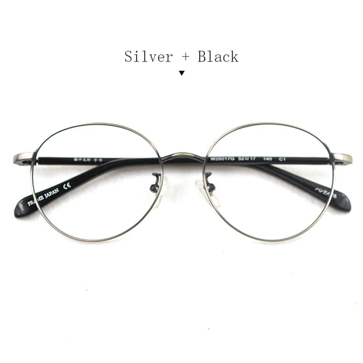Hdcrafter Unisex Full Rim Round Alloy Eyeglasses 826017 Full Rim Hdcrafter Eyeglasses Silver-Black