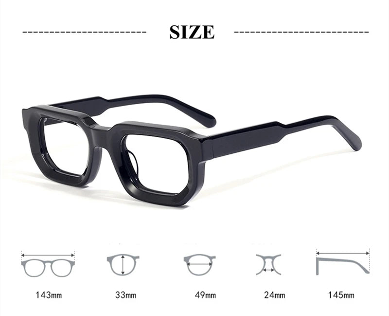 Black Mask Unisex Full Rim Brow Line Square Acetate Eyeglasses 22037 Full Rim Black Mask