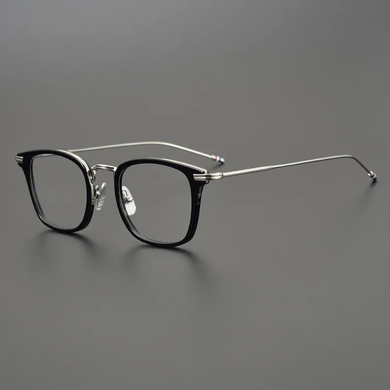 Black Mask Unisex Full Rim Square Alloy Acetate Eyeglasses 905 Full Rim Black Mask Black-Silver