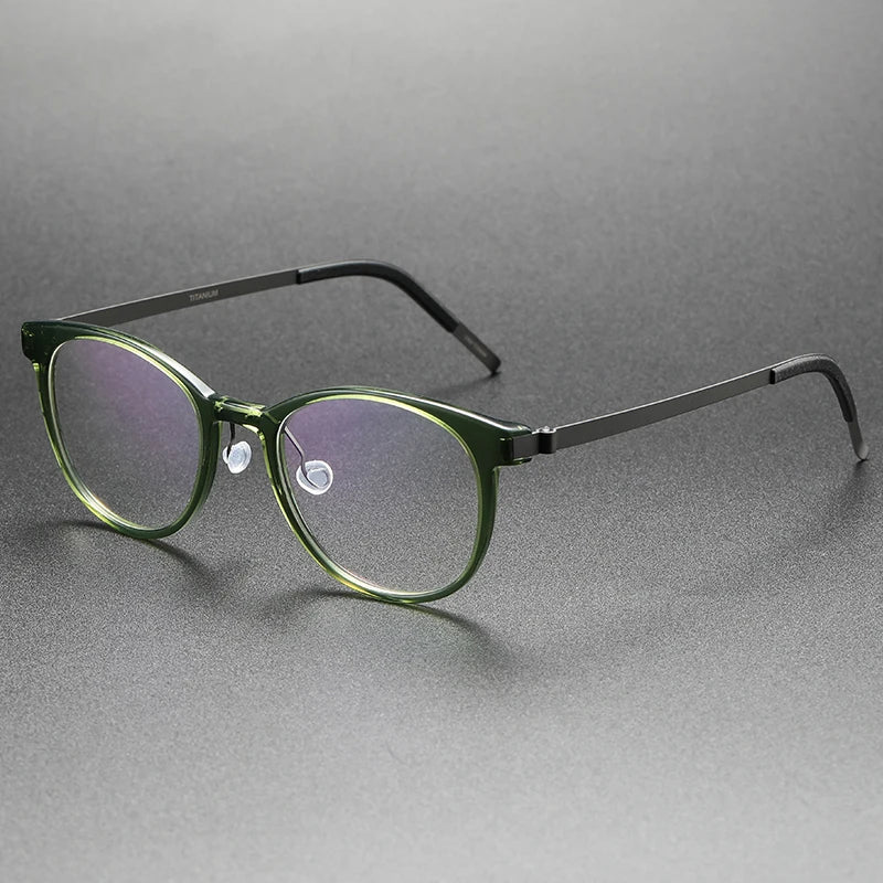 Aimee Unisex Full Rim Oval Square Titanium Acetate Eyeglasses 48181 Full Rim Aimee Green