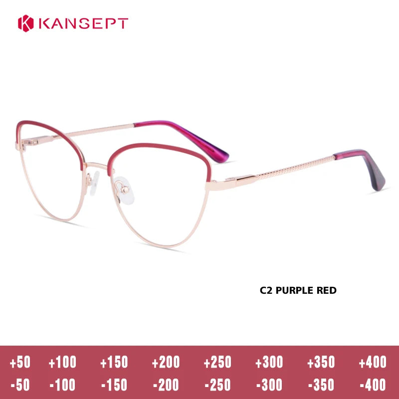 Kansept Women's Full Rim Oval Cat Eye Alloy Reading Glasses 53309