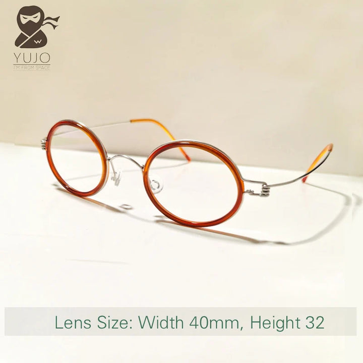 Yujo Unisex Full Rim Oval Steel Acetate Screwless Reading Glasses 61433