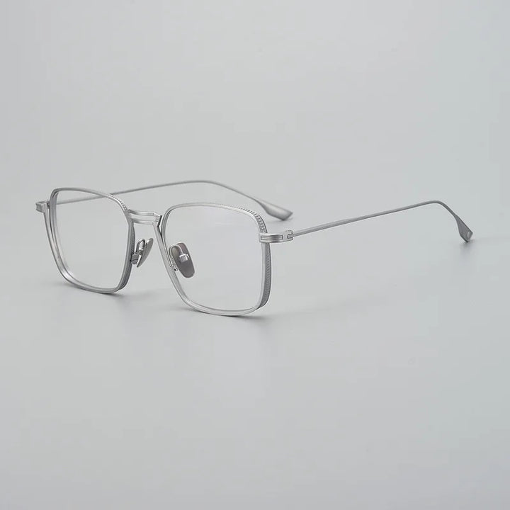 Black Mask Unisex Full Rim Double Bridge Titanium Square Eyeglasses X125 Full Rim Black Mask Silver  