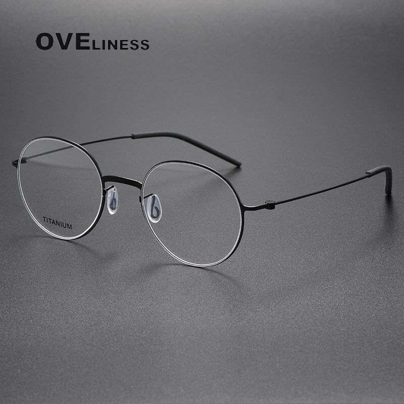 Oveliness Unisex Full Rim Round Screwless Titanium Eyeglasses 5501 Full Rim Oveliness black