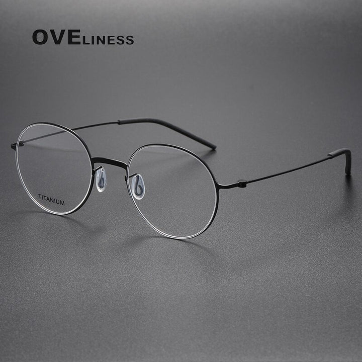 Oveliness Unisex Full Rim Round Screwless Titanium Eyeglasses 5501 Full Rim Oveliness black