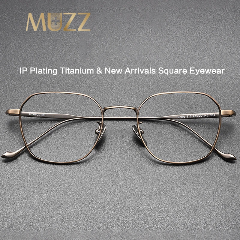 Muzz Women's Full Rim Brow Line Polygon Titanium Eyeglasses 45316