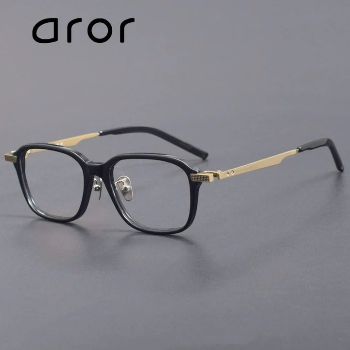 Aror Men's Full Rim Square Acetate Titannium Eyeglasses 59993