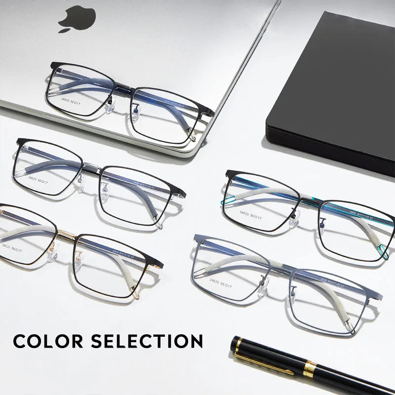 Kansept Men's Full Rim Big Square Stainless Steel Eyeglasses 34630 Full Rim Kansept