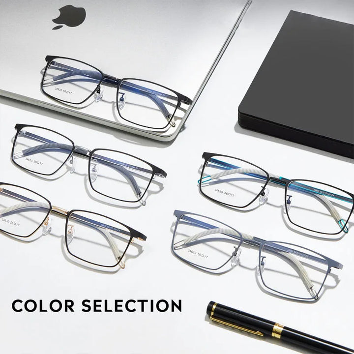 Kansept Men's Full Rim Big Square Stainless Steel Eyeglasses 34630 Full Rim Kansept