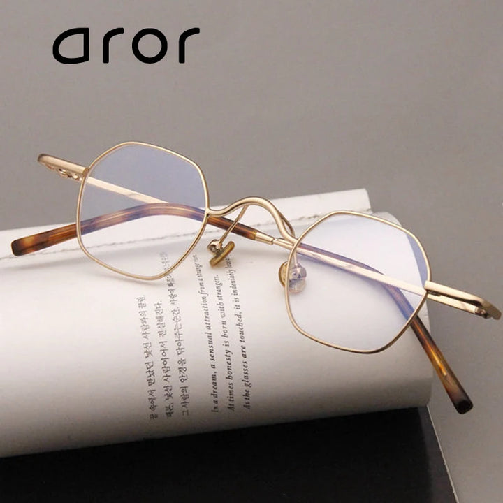 Aror Women's Full Rim Flat Top Polygon Titanium Eyeglasses 54019