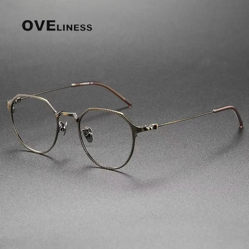 Oveliness Unisex Full Rim Flat Top Oval Titanium Eyeglasses 814149