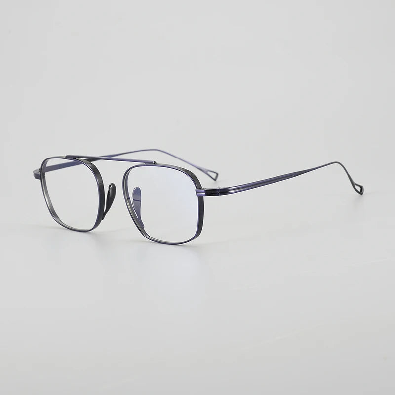 Gatenac Unisex Full Rim Small Square Titanium Eyeglasses Gxyj1474 Full Rim Gatenac Blue