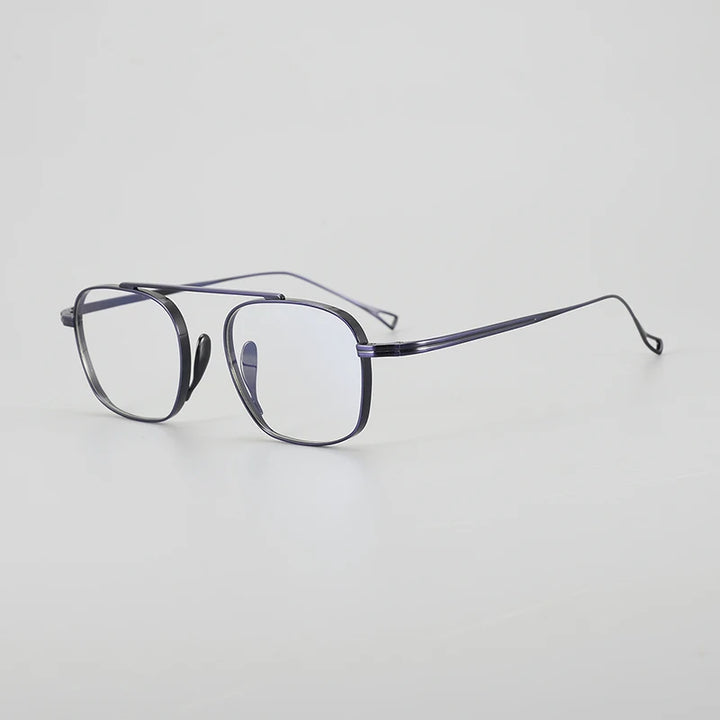 Gatenac Unisex Full Rim Small Square Titanium Eyeglasses Gxyj1474 Full Rim Gatenac Blue