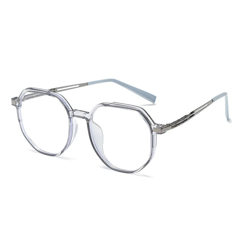 Kocolior Unisex Full Rim Polygon Alloy Tr 90 Eyeglasses 81317 Full Rim Kocolior Gray