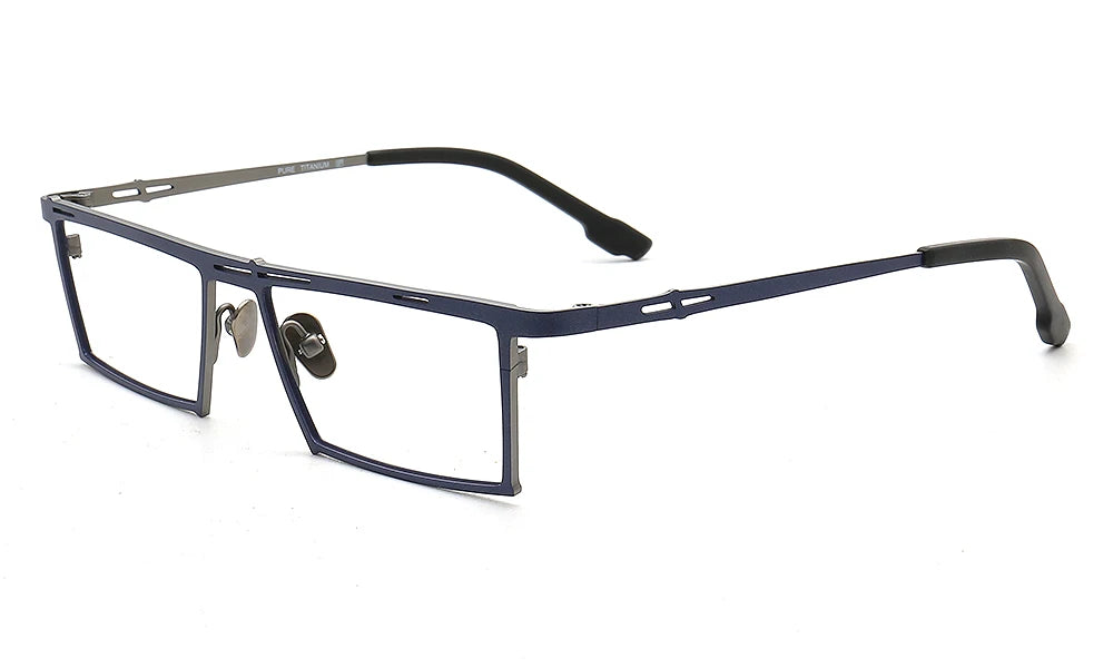 Muzz Unisex Full Rim Small Square Brow Line Titanium Eyeglasses T7760 Full Rim Muzz C2