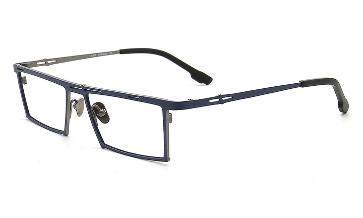 Muzz Unisex Full Rim Small Square Brow Line Titanium Eyeglasses T7760 Full Rim Muzz C2