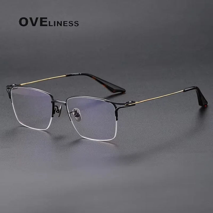 Oveliness Unisex Semi Rim Square Acetate Titanium Eyeglasses 81002