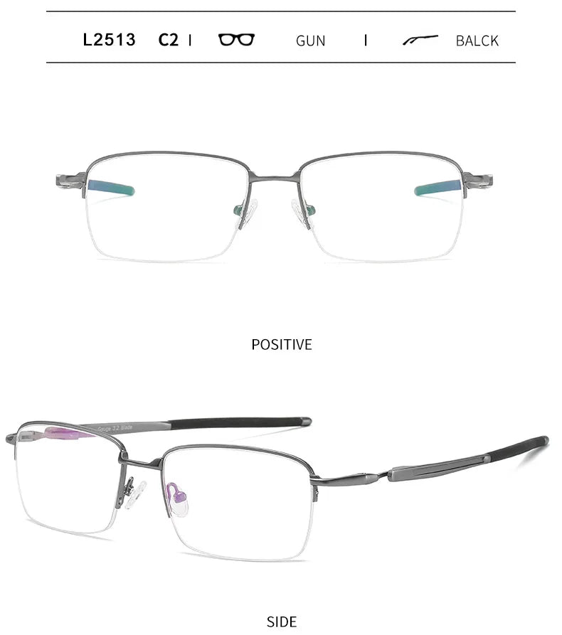 Handoer Unisex Semi Rim Square Alloy Acetate Eyeglasses 952181 Semi Rim Handoer C2