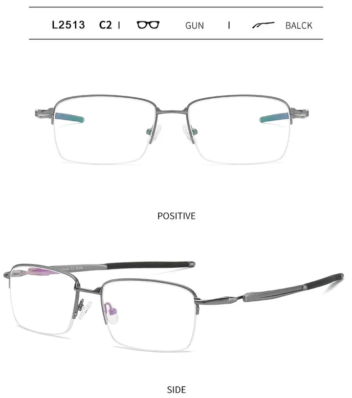 Handoer Unisex Semi Rim Square Alloy Acetate Eyeglasses 952181 Semi Rim Handoer C2