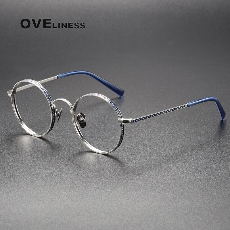 Oveliness Unisex Full Rim Round Titanium Eyeglasses M3100 Full Rim Oveliness silver