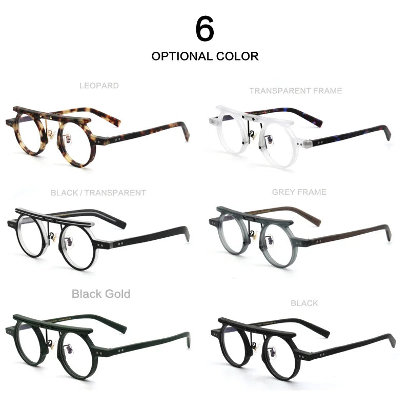 Muzz Unisex Full Rim Round Double Bridge Acetate Eyeglasses P596 Full Rim Muzz