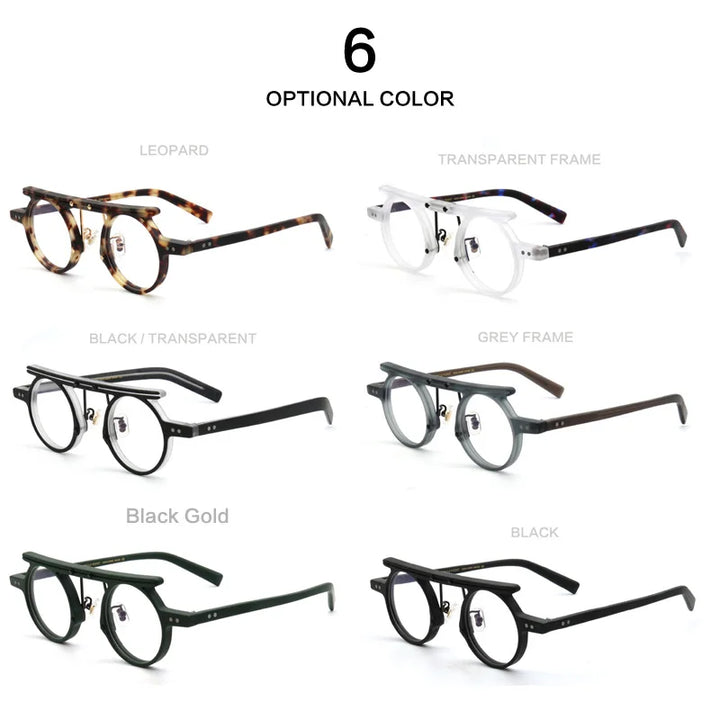 Muzz Unisex Full Rim Round Double Bridge Acetate Eyeglasses P596 Full Rim Muzz