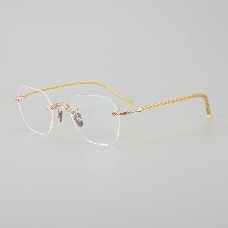 Muzz Women's Rimless Flat Top Polygon Titanium Eyeglasses 817122