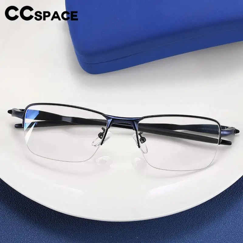 CCspace Unisex Semi Rim Small Square Tr 90 Titanium Eyeglasses 57236 Semi Rim CCspace