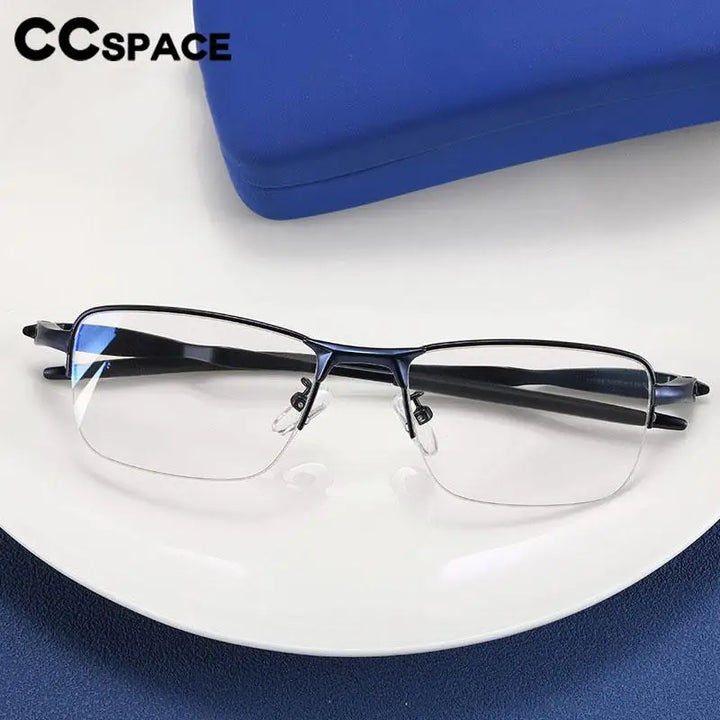 CCspace Unisex Semi Rim Small Square Tr 90 Titanium Eyeglasses 57236 Semi Rim CCspace