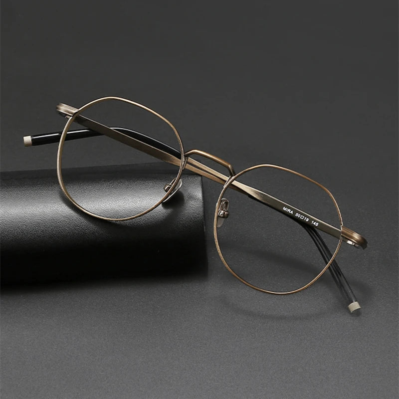 Black Mask Unisex Full Rim Round Titanium Eyeglasses M137 Full Rim Black Mask