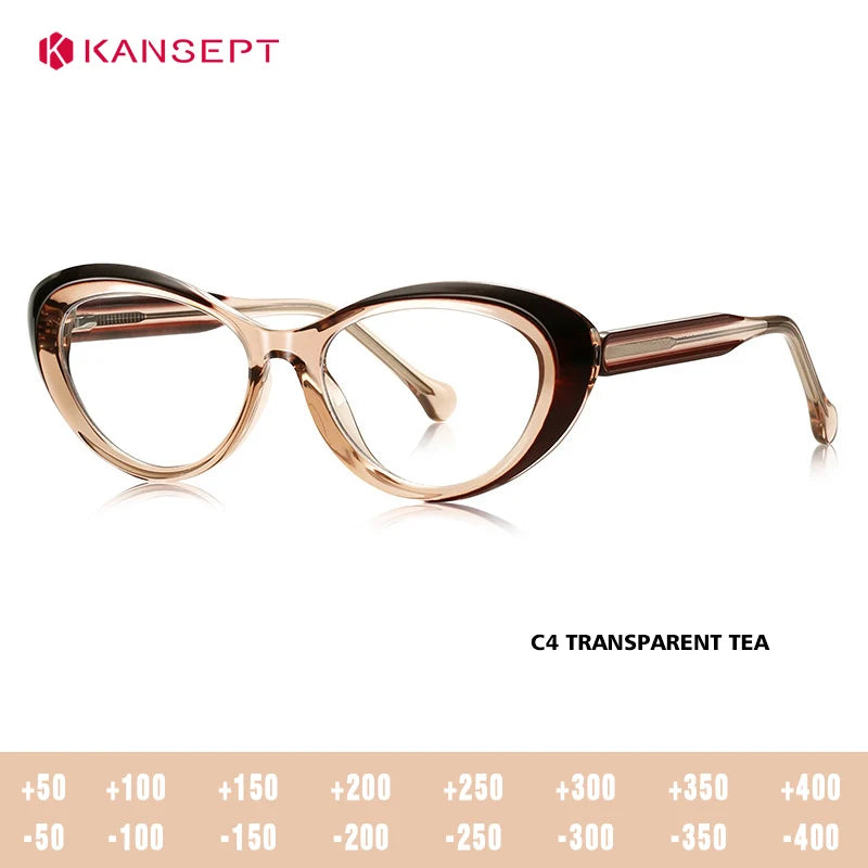 Kansept Unisex Full Rim Oval Cat Eye Tr 90 Alloy Reading Glasses 64100
