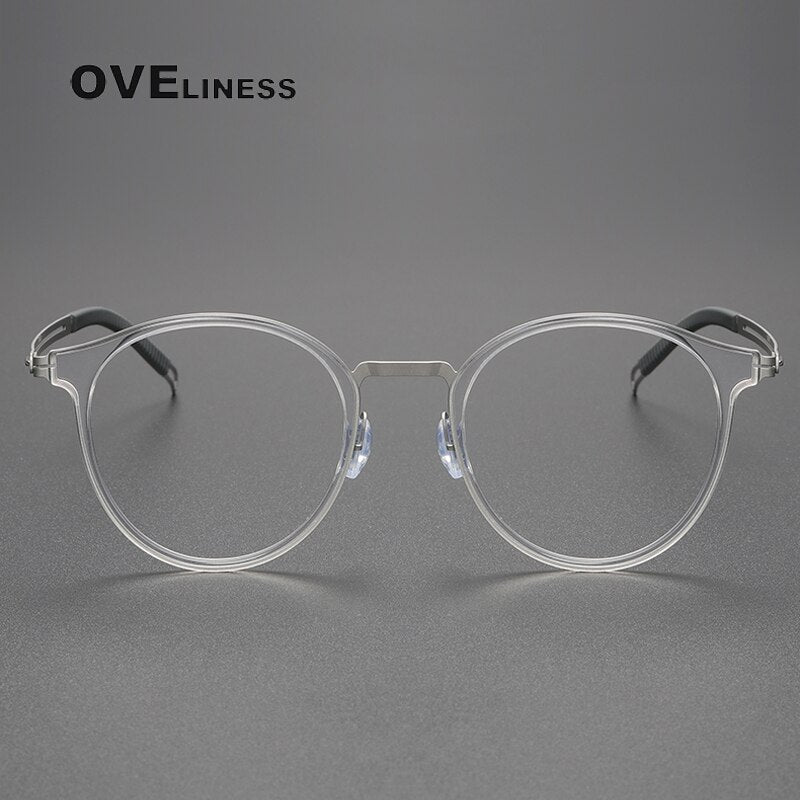 Oveliness Unisex Full Rim Round Titanium Eyeglasses 8202302 Full Rim Oveliness