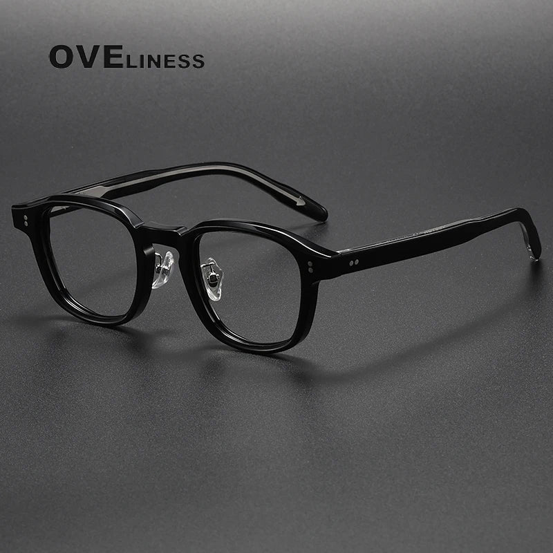 Oveliness Unisex Full Rim Square Acetate Eyeglasses V013 Full Rim Oveliness black