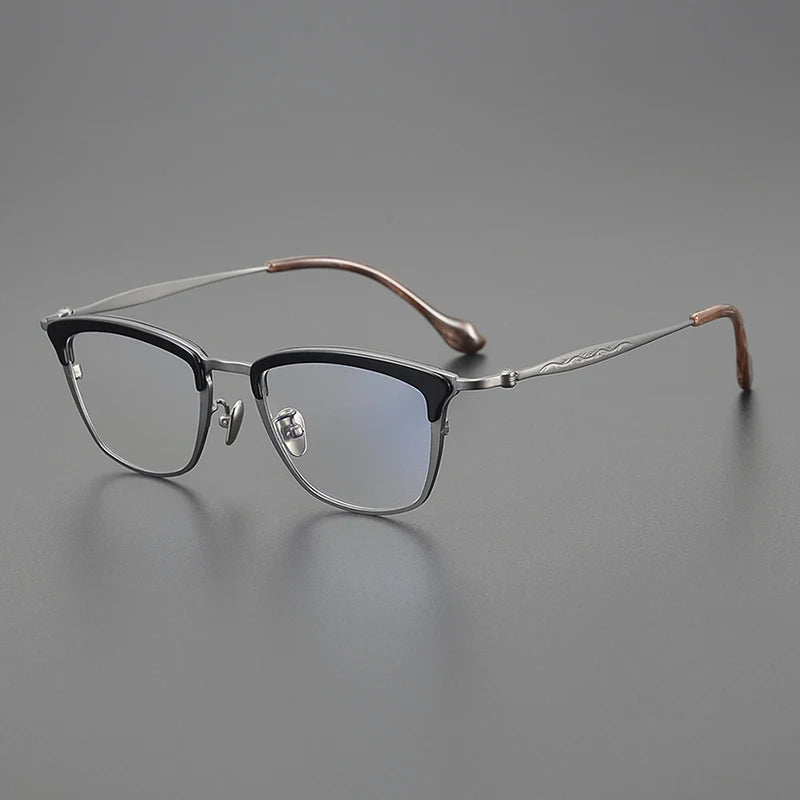 Black Mask Unisex Full Rim Big Square Titanium Acetate Eyeglasses 6069 Full Rim Black Mask Black-Gray