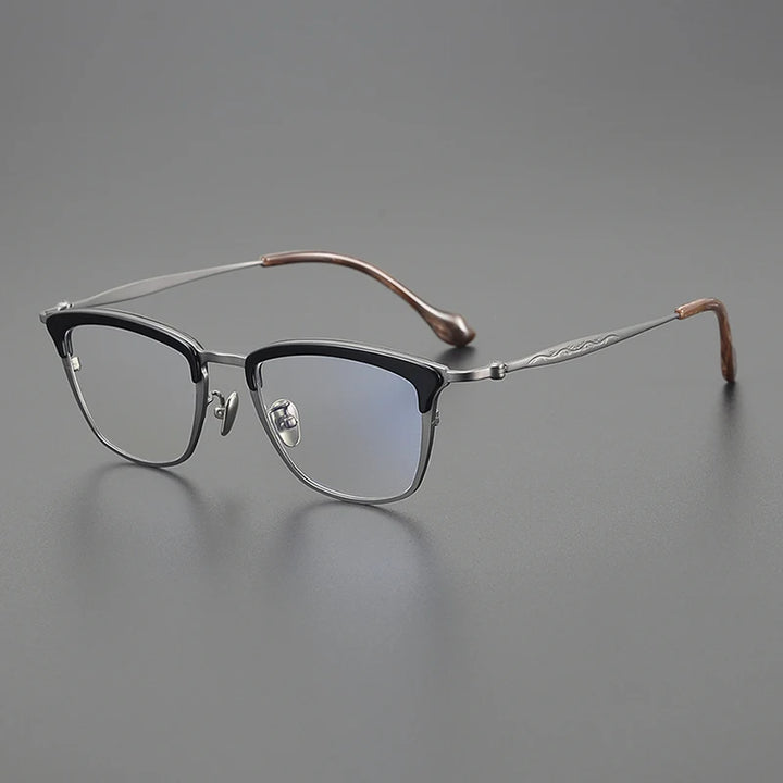 Black Mask Unisex Full Rim Big Square Titanium Acetate Eyeglasses 6069 Full Rim Black Mask Black-Gray