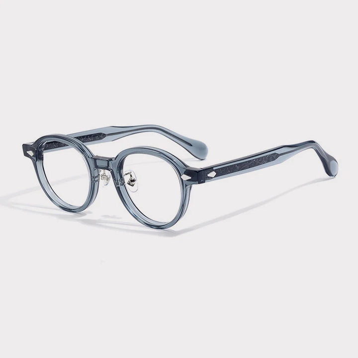 Gatenac Unisex Full Rim Oval Acetate Eyeglasses G1521 Full Rim Gatenac Transparent Blue