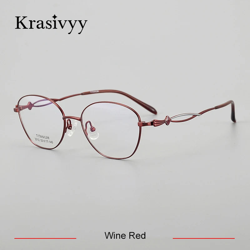Krasivyy Unisex Full Rim Polygon Oval Titanium Eyeglasses 33012