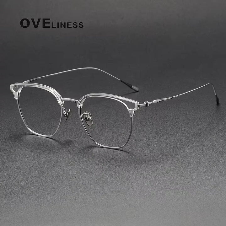 Oveliness Women's Full Rim Square Acetate Titanium Eyeglasses 80898