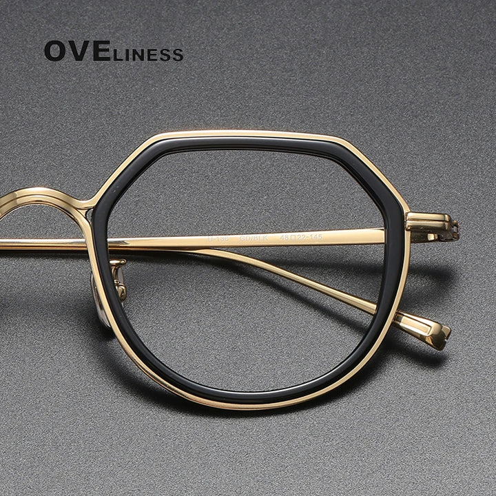 Oveliness Unisex Full Rim Polygon Acetate Titanium Eyeglasses U136 Full Rim Oveliness