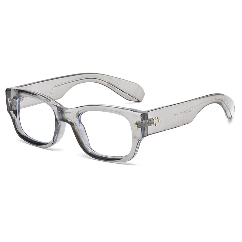 Cubojue Unisex Full Rim Square Plastic Reading Glasses C2 Reading Glasses Cubojue GRAY anti blue light 0 