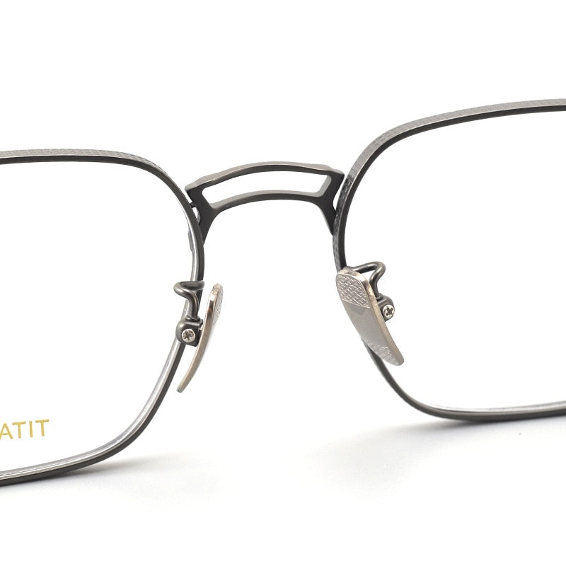 Muzz Men's Full Rim Square Titanium Acetate Eyeglasses 8827 Full Rim Muzz