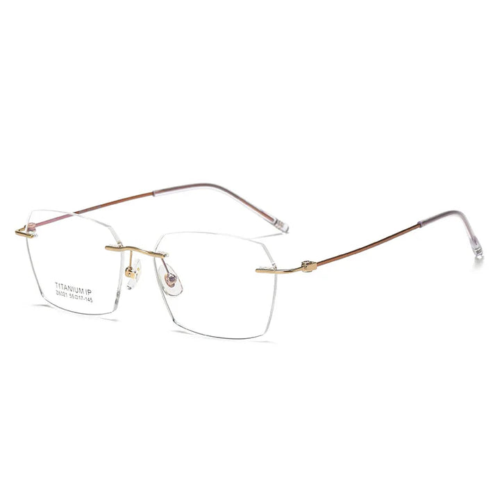 Xbora Unisex Rimlesss Polygon Square Titanium Eyeglasses 16021