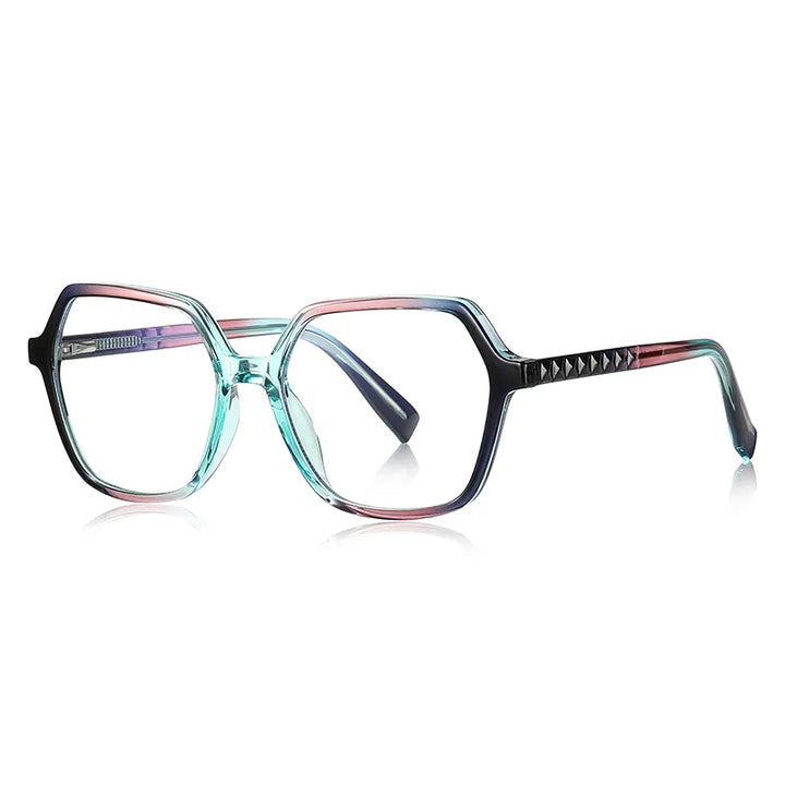 Vicky Unisex Full Rim Large Polygon Square Acetate Alloy Reading Glasses 2140 Reading Glasses Vicky