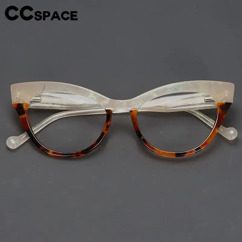CCspace Unisex Full Rim Cat Eye Acetate Eyeglasses 57008 Full Rim CCspace