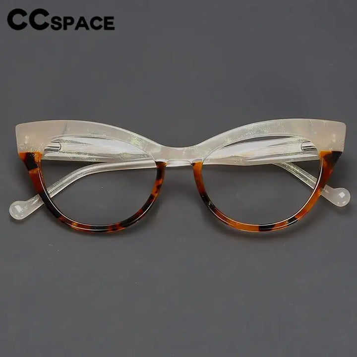 CCspace Unisex Full Rim Cat Eye Acetate Eyeglasses 57008 Full Rim CCspace