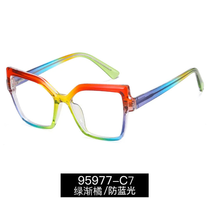 Handoer Women's Full Rim Square Cat Eye Tr 90 Alloy Eyeglasses 95977