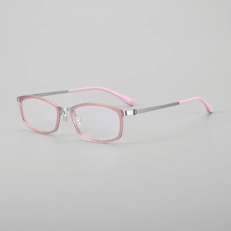 Hewei Women's Full Rim Oval Square Titanium Acetate Eyeglasses 842003 Full Rim Hewei C5 CHINA